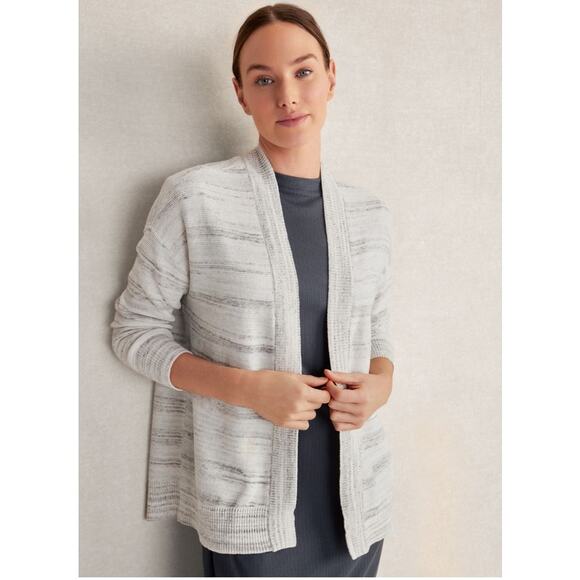 Haven Well Within Gray Cream Organic Cotton Spacedye Open Cardigan Size M - Picture 1 of 7